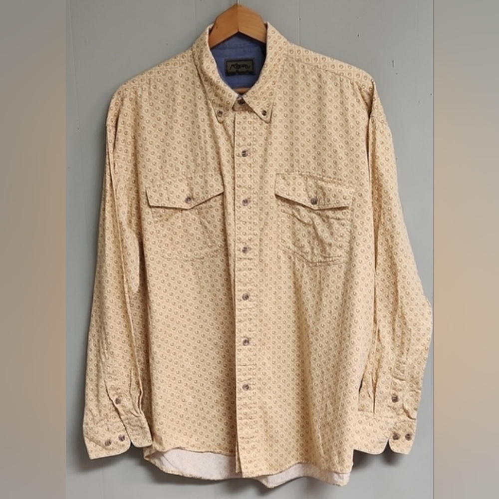 VINTAGE Roper Mens Long Sleeve Button Down Shirt. Horse Shoes Design. Size L.